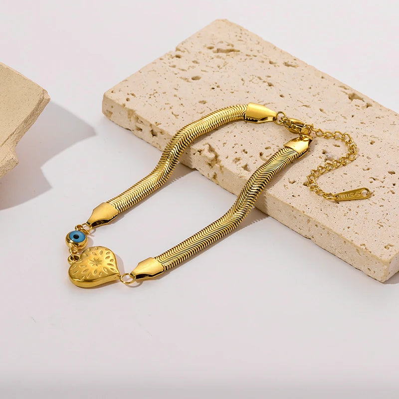 316L Stainless Steel Gold Link Bracelet for Women – Trendy & Durable