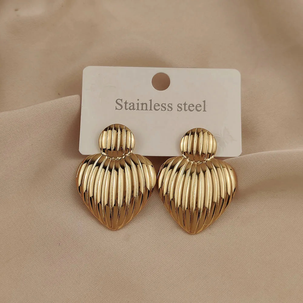 18K Gold-Plated Love Stud Earrings – Waterproof & Non-Fading, Gift for Her