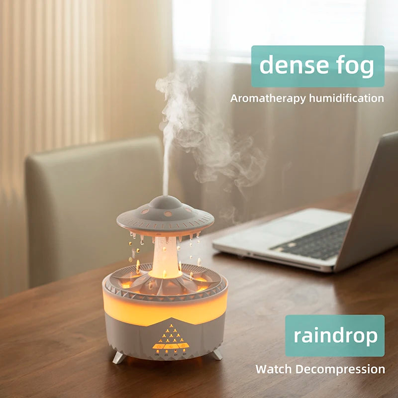 350ml Rain Cloud Aroma Diffuser – USB Humidifier with Remote & LED Light