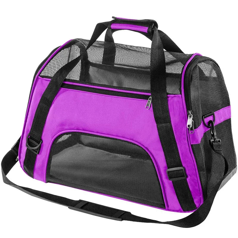 Foldable Breathable Mesh Pet Carrier Bag 4-Sided Ventilation Cat & Dog Travel Shoulder Crossbody Backpack