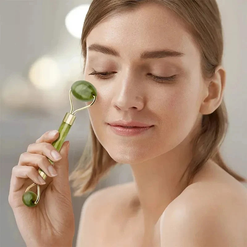 Natural Jade Roller & Gua Sha Set – Facial & Body Massage Tools for Lifting & Anti-Aging