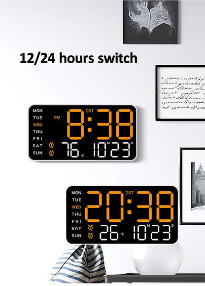 LED Digital Wall Clock with Voice Control
