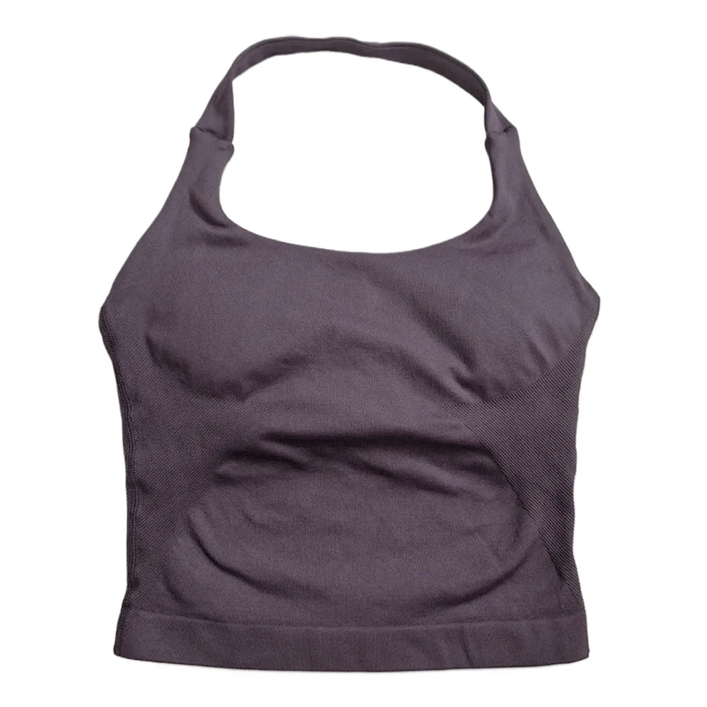 Women’s Strappy Gym Top – Padded Backless Yoga & Workout Tank