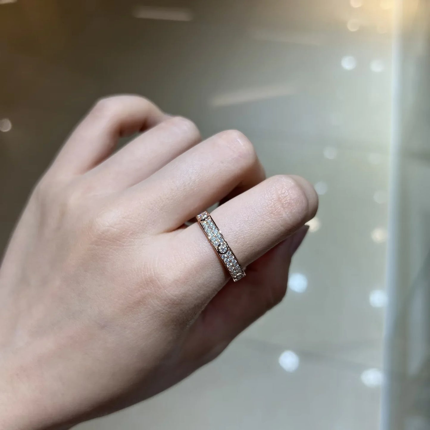 Moissanite Wedding Ring & Bracelet Set for Women – 18K Rose Gold Plated Silver