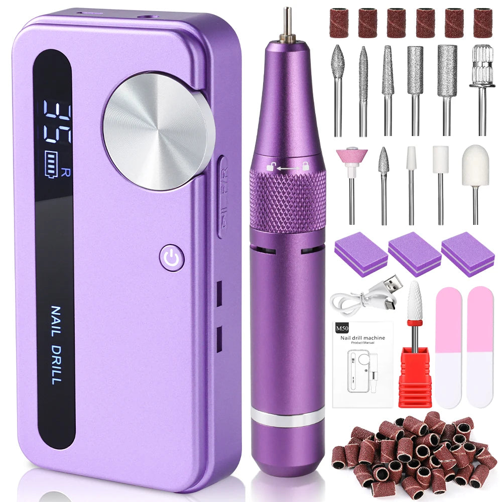 35000RPM Electric Nail Drill – Professional Rechargeable Portable Manicure & Gel Tool
