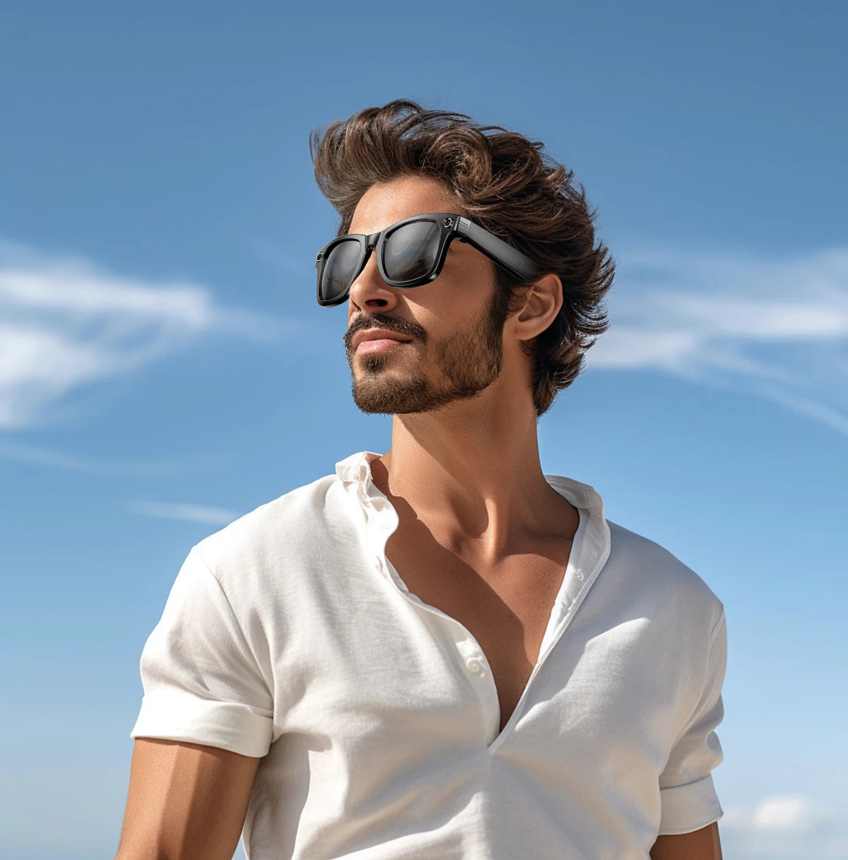 AI Smart Glasses with 8MP Camera Video Recording 100+ Languages Translation Blue LightSunglasses Bluetooth Call WIFI Men Women