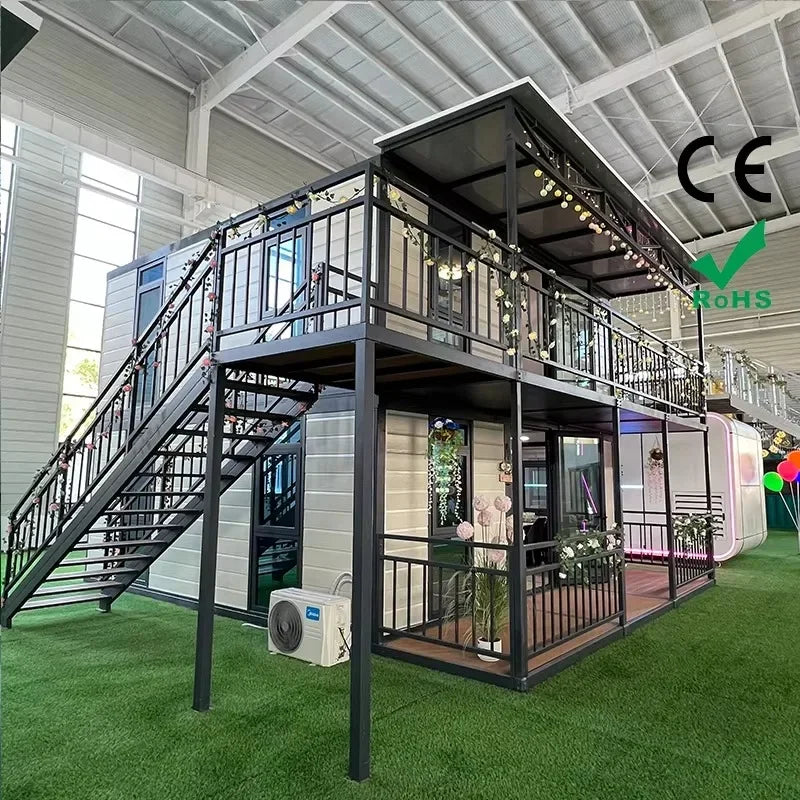 20FT 40FT Prefab Expandable Container House Steel Sandwich Panel Tiny Home with Bathroom Modular Living Cabin