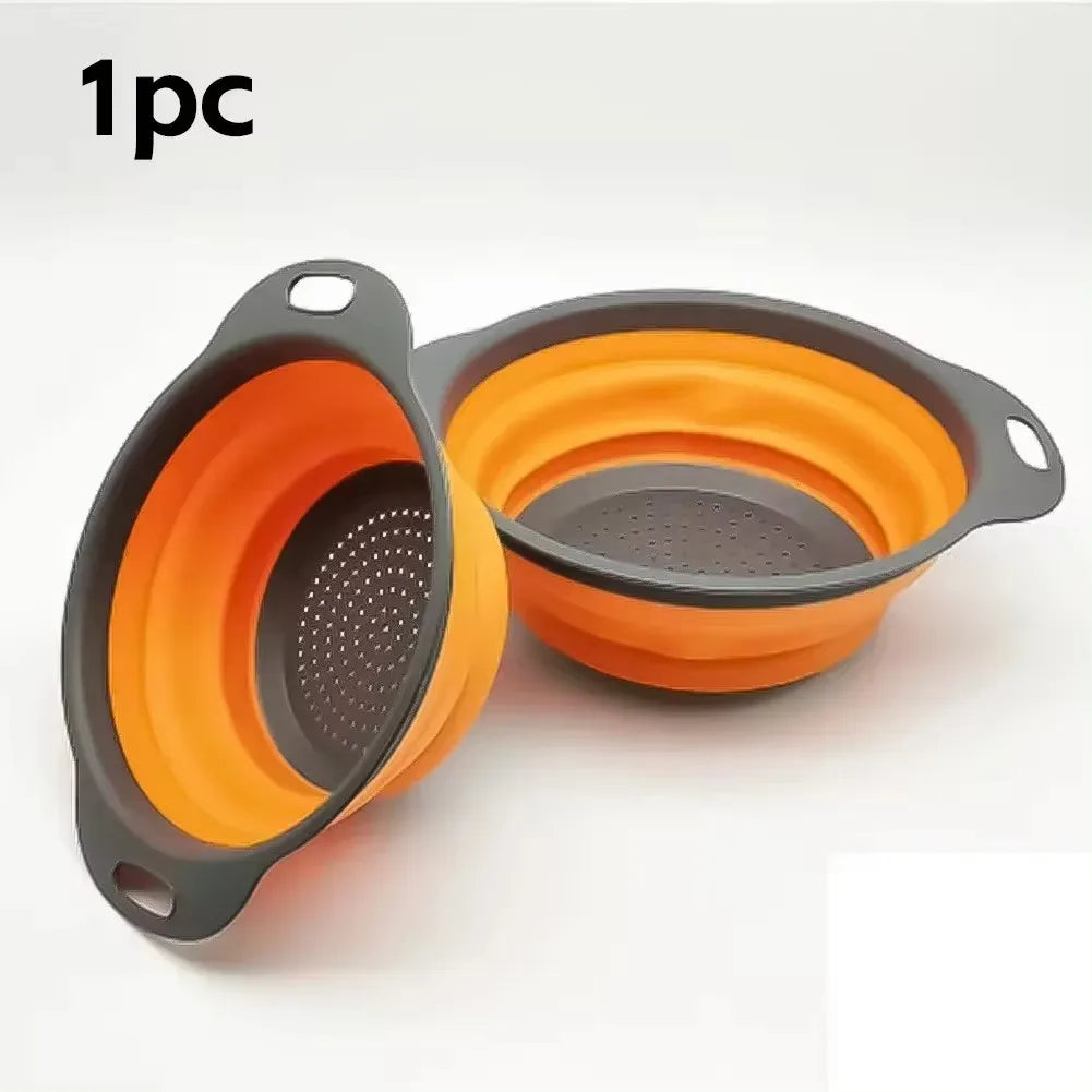 Collapsible Silicone Colander – Foldable Fruit & Vegetable Drain Basket
