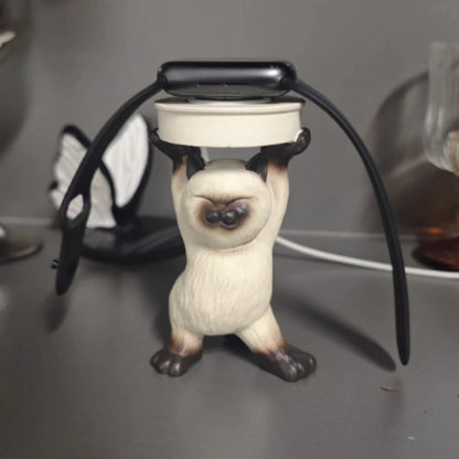 Cute Cat Apple Watch Charging Stand Holder – Stable Desk Dock for Watch Charging Cable