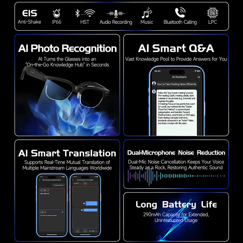 2026New Ultra AI Smart Glasses With 800W Camera GPT Sunglasses WIFI Transmission Bluetooth Call Video Music Player For Men Women