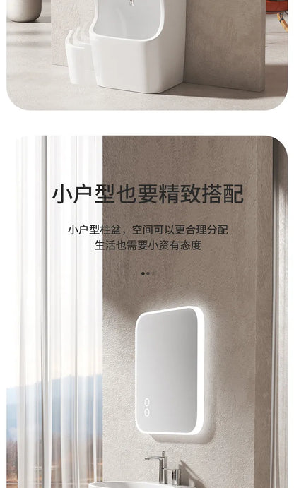 Ceramic Column Washbasin with Integrated Mop Pool and Double Balconies