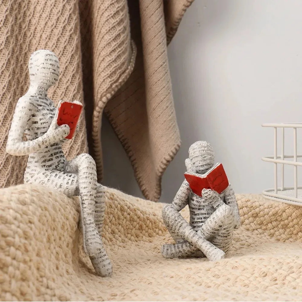 Resin Abstract Figurines – Modern Desk & Bookshelf Art Decor for Home & Office