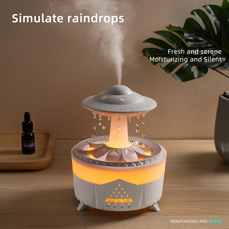 350ml Rain Cloud Aroma Diffuser – USB Humidifier with Remote & LED Light