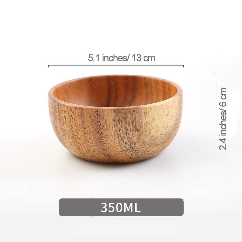 Acacia Wooden Bowl – Japanese Style Rice, Soup & Fruit Salad Bowl