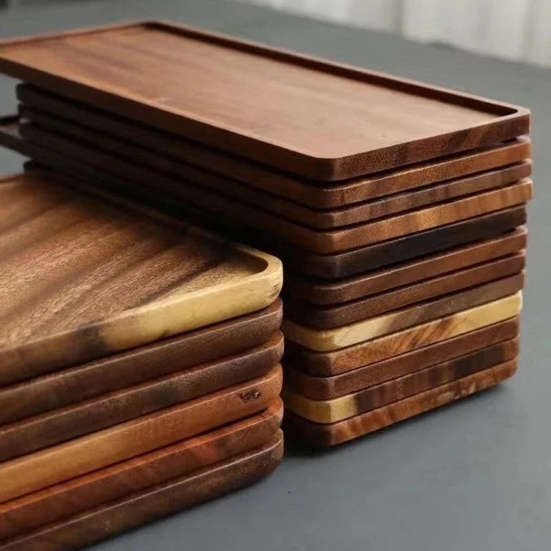 Natural Wooden Serving Tray – Rectangular Food & Snack Plate
