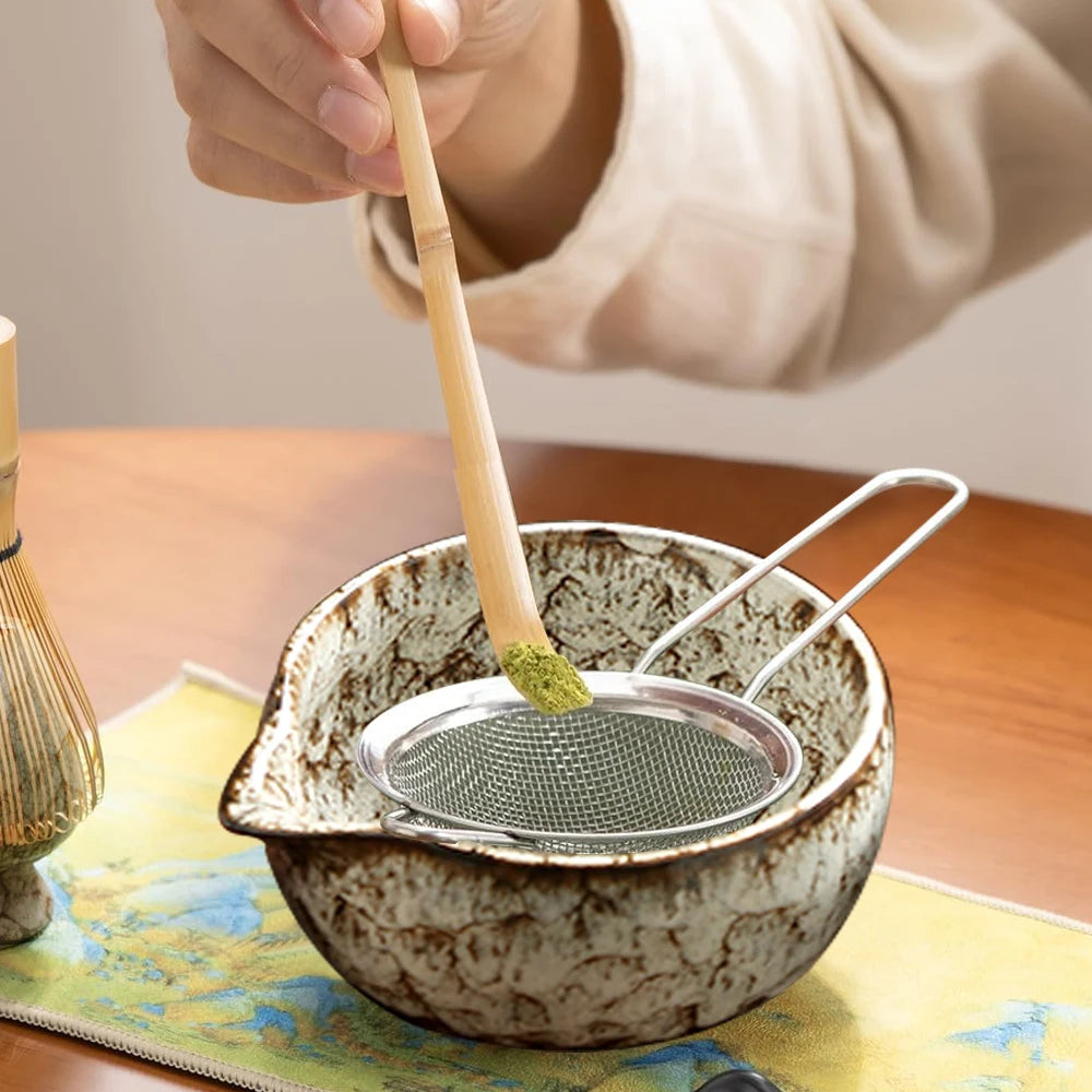 6PCS Japanese Matcha Tea Set with Bamboo Whisk Bowl Scoop & Whisk Holder Traditional Matcha Making Kit