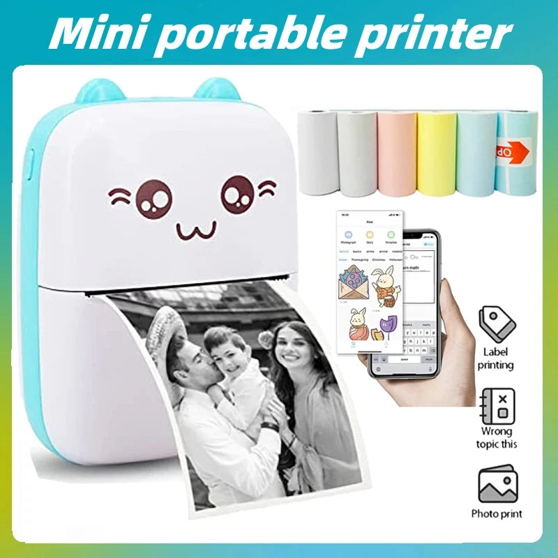 Mini Cat Thermal Printer – Portable Bluetooth Photo Label Printer