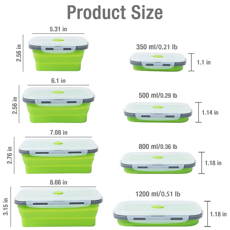 Collapsible Silicone Food Storage Containers – Stackable Lunch Box with Lid