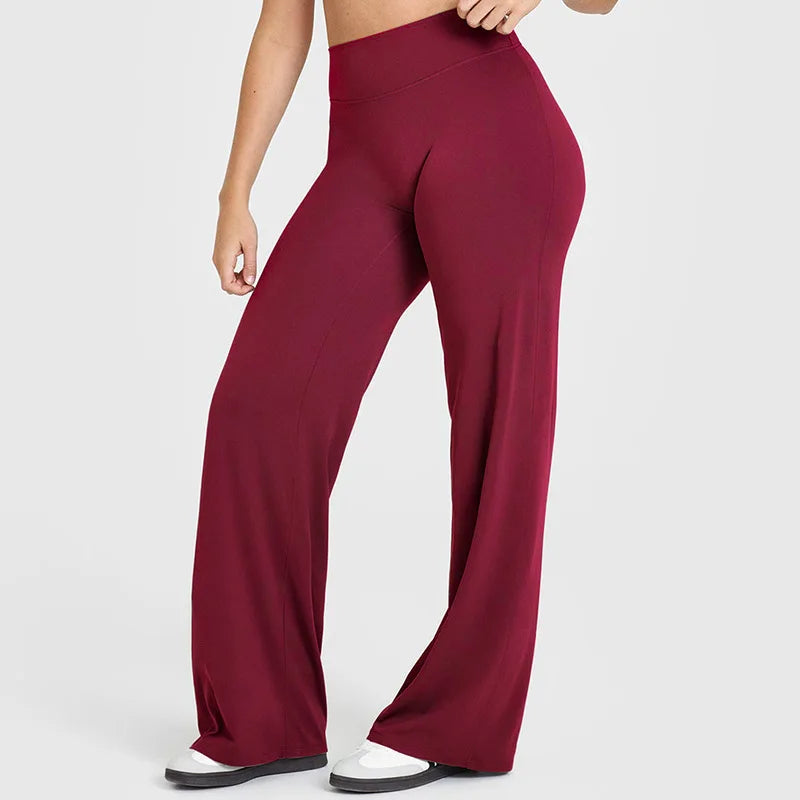 VEQKING Quick Dry Women Yoga Pants Straight-leg Sports Pants Soft Active Trousers Elastic Waist Gym Pilates Pants Winter Outfits