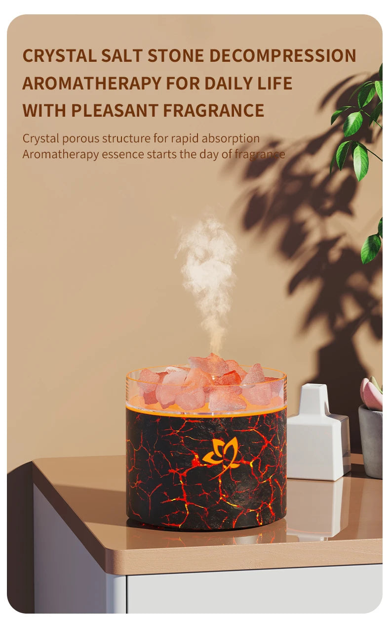 Crystal Salt Stone Aromatherapy Machine Colorful Atmosphere Lamp Atomization Humidification Suitable for Office and Bedroom