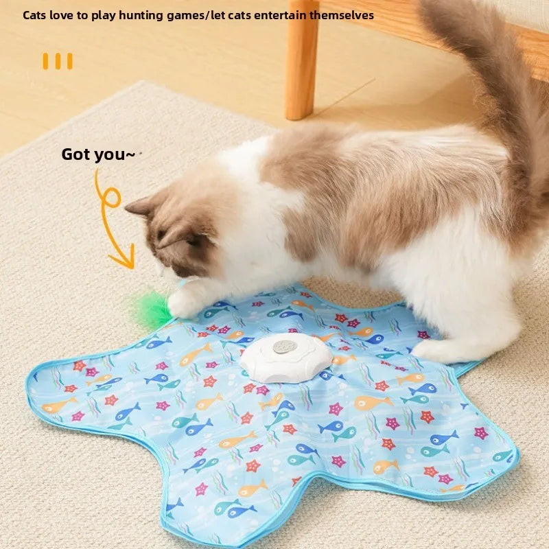 Interactive Cat Toy – Hide & Seek with Squeaky Mouse and Moving Feathers for Kittens