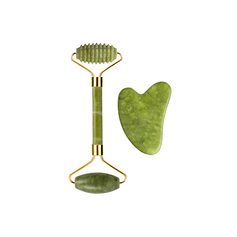 Natural Jade Roller & Gua Sha Set – Facial & Body Massage Tools for Lifting & Anti-Aging