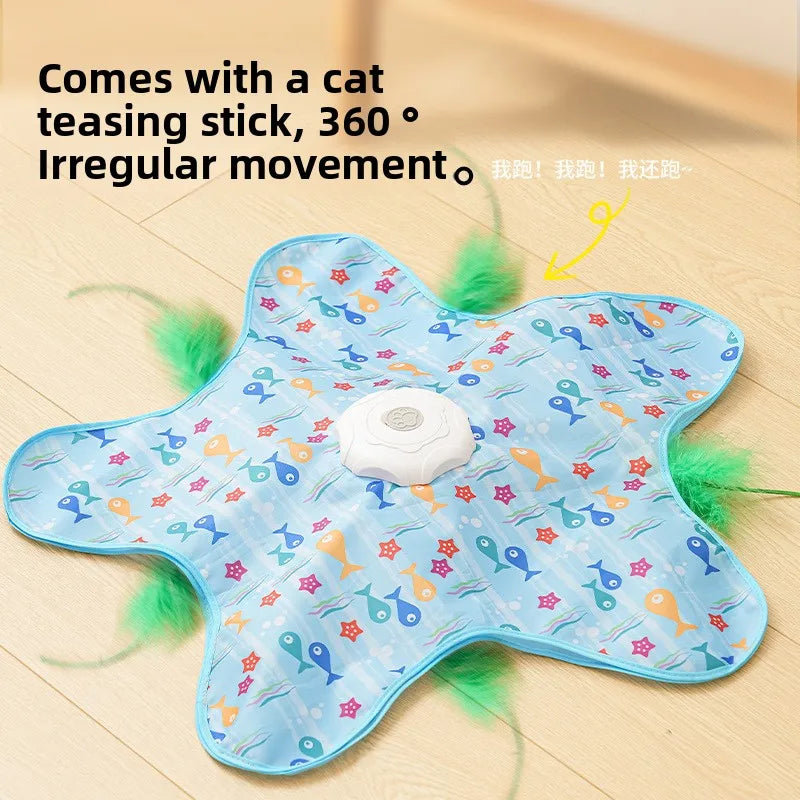 Interactive Cat Toy – Hide & Seek with Squeaky Mouse and Moving Feathers for Kittens