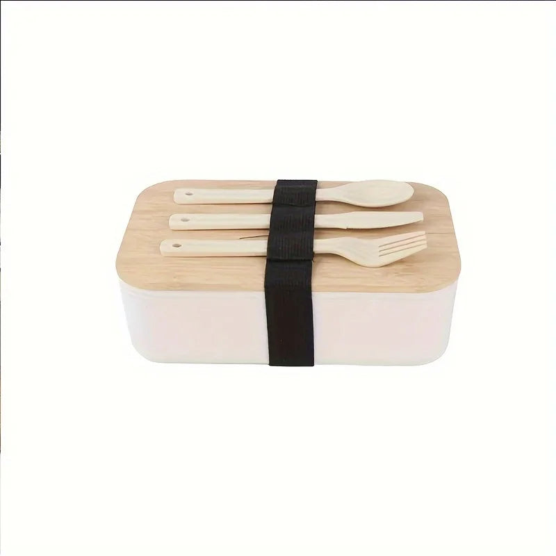 Bamboo Lid Lunch Box Set – Sealed Bento with Cutlery Kit