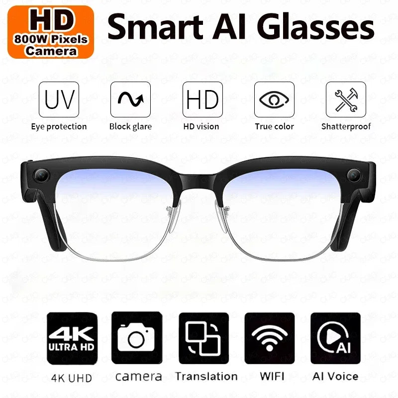 2026New Ultra AI Smart Glasses With 800W Camera GPT Sunglasses WIFI Transmission Bluetooth Call Video Music Player For Men Women
