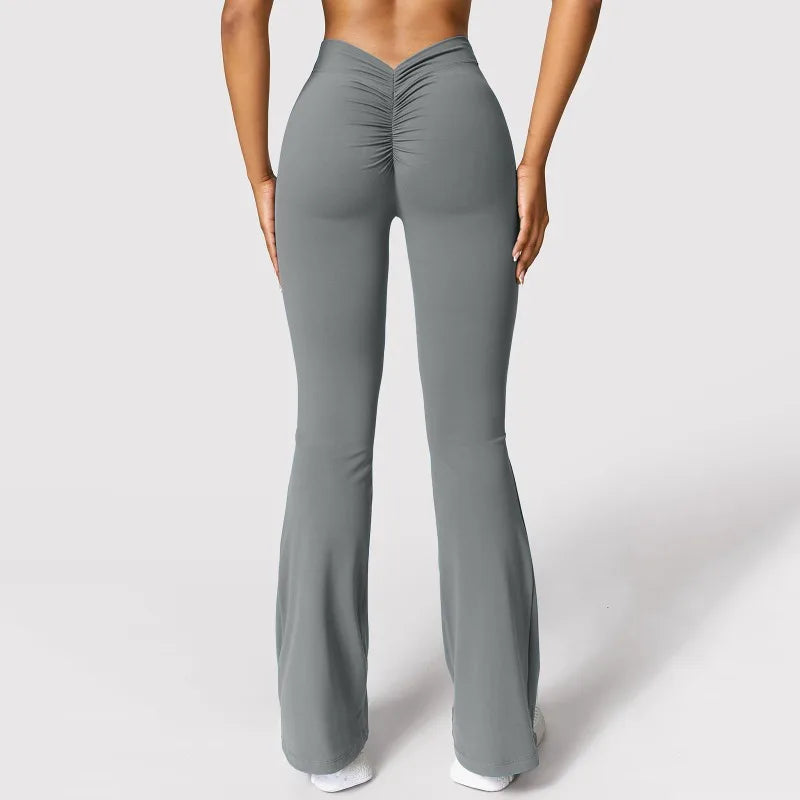 Sexy Yoga Flare Pants Women V-Cut Waist High Waist Push Up Butt Fitness Leggings Comfort Fit Gym Running Fashion Slim Leggings