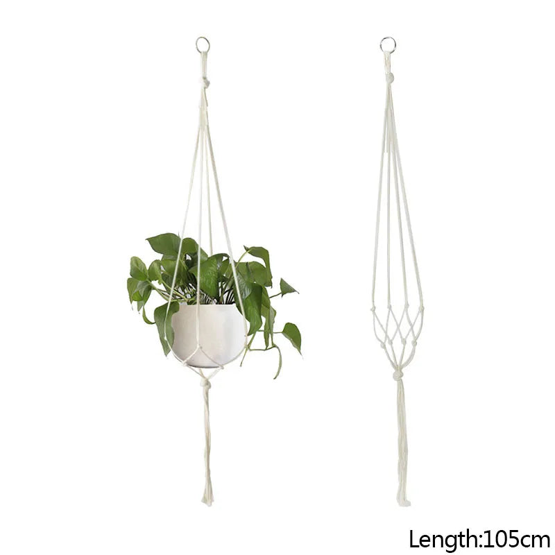 Macrame Plant Hanger – Handmade Hanging Rope Basket for Flower Pots