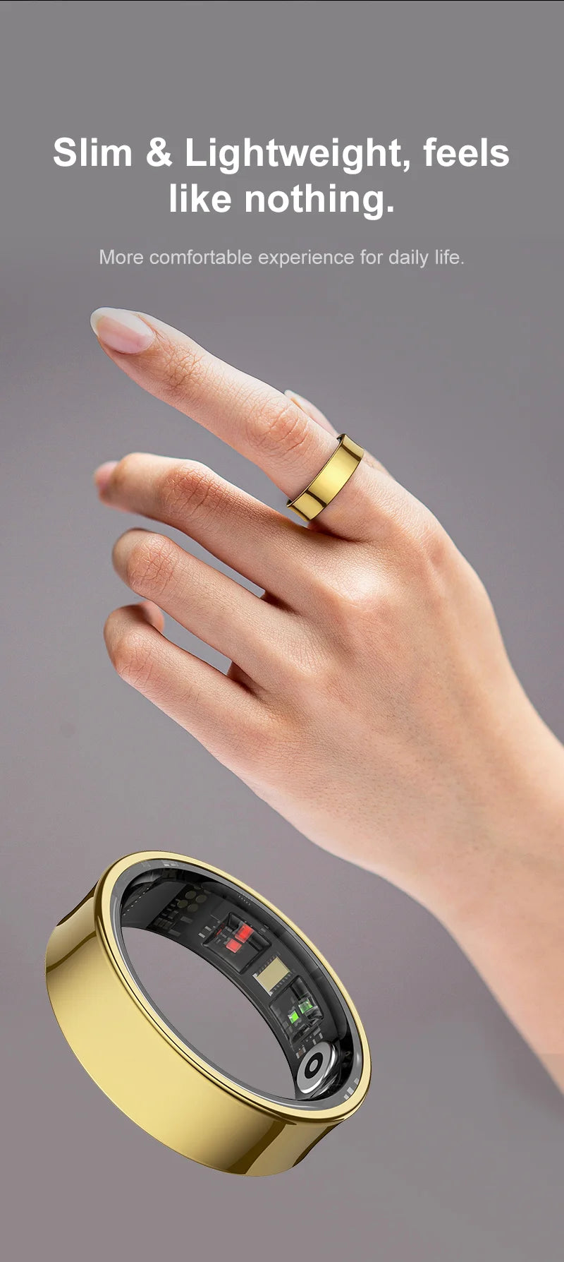 Smart Health Tracking Ring with Charging Case