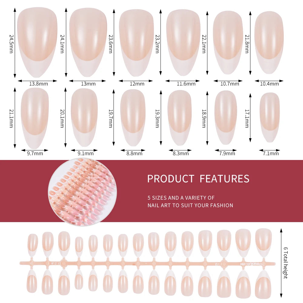 Matte White Press-On Nail Tips – Medium Almond