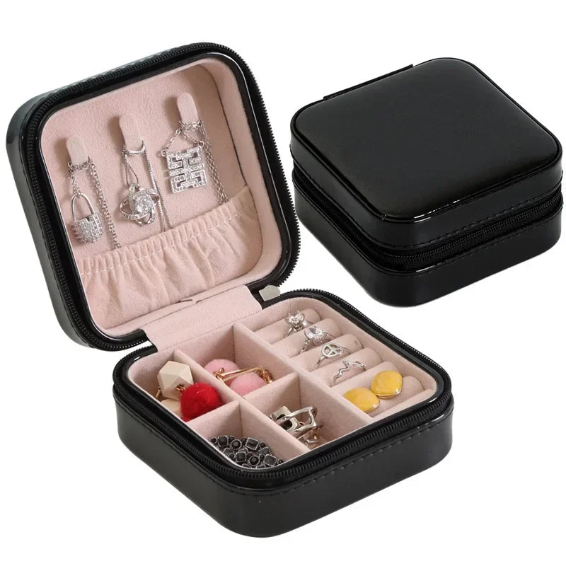 Portable Jewelry Box – Leather Travel Jewelry Organizer Case