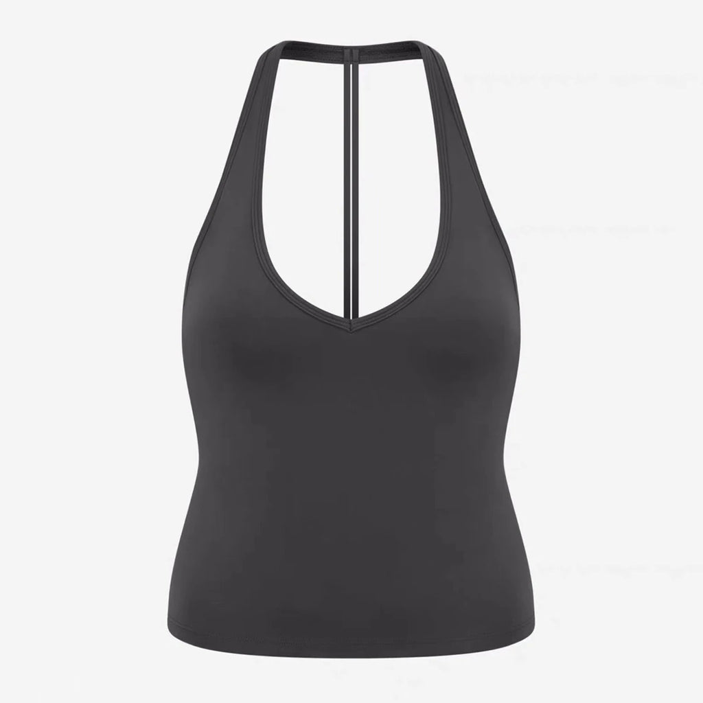CSB backless halter neck vest & Scrunch Shorts   Gym Vest woman  Cropped Top Yoga Tank Top Self-Padded High Stretch Top