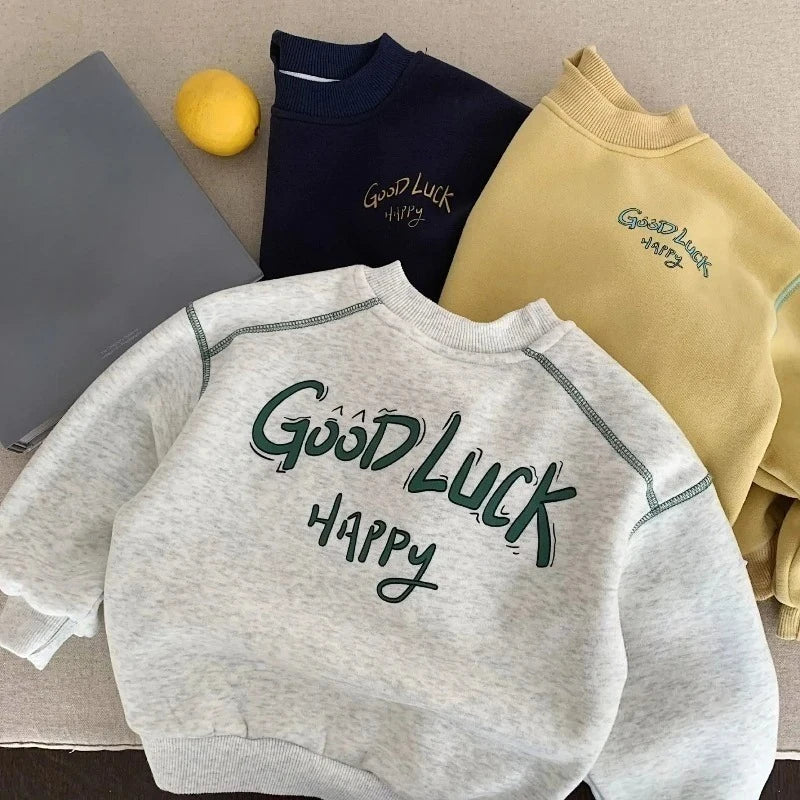 Children Sweatshirt 2025 Spring Autumn Boys Letter Printed Tops Toddler Kids Pullovers Casual Baby Hoodies
