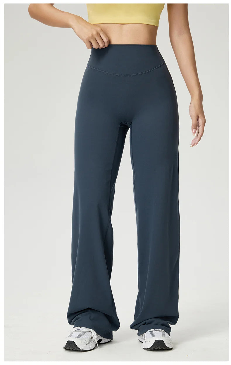 TRY TO BN Women's High Waisted Straight Leg Yoga Pants Gym Leggings Naked Feel Buttery Soft Breathable Running Workout Trousers
