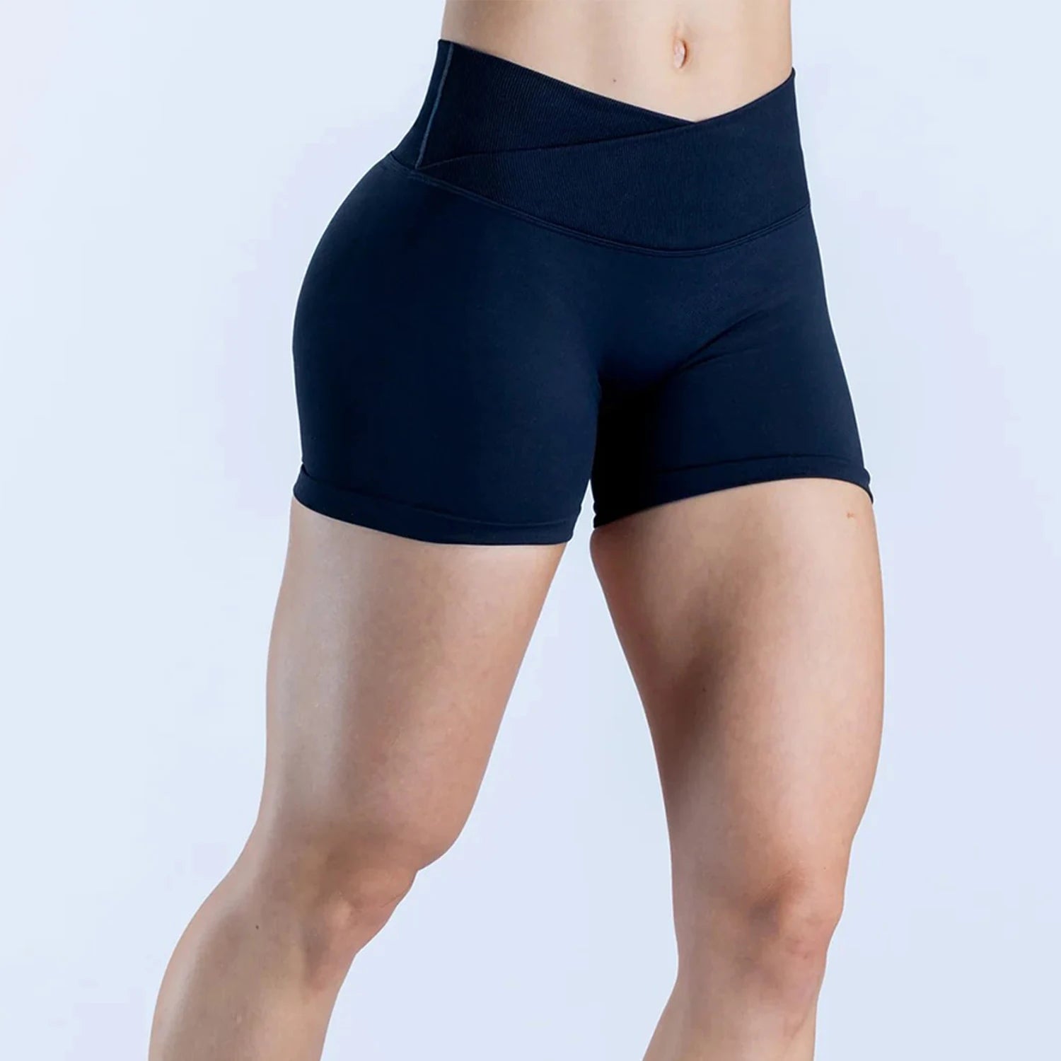 Seamless V-Shape Waist Yoga Shorts 4.5" – Sculpting Low-Rise Workout & Gym Leggings