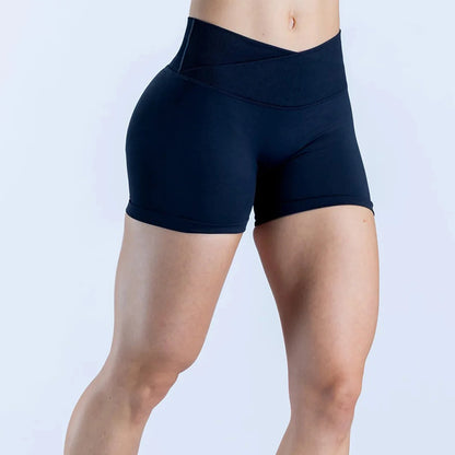 Seamless V-Shape Waist Yoga Shorts 4.5" – Sculpting Low-Rise Workout & Gym Leggings