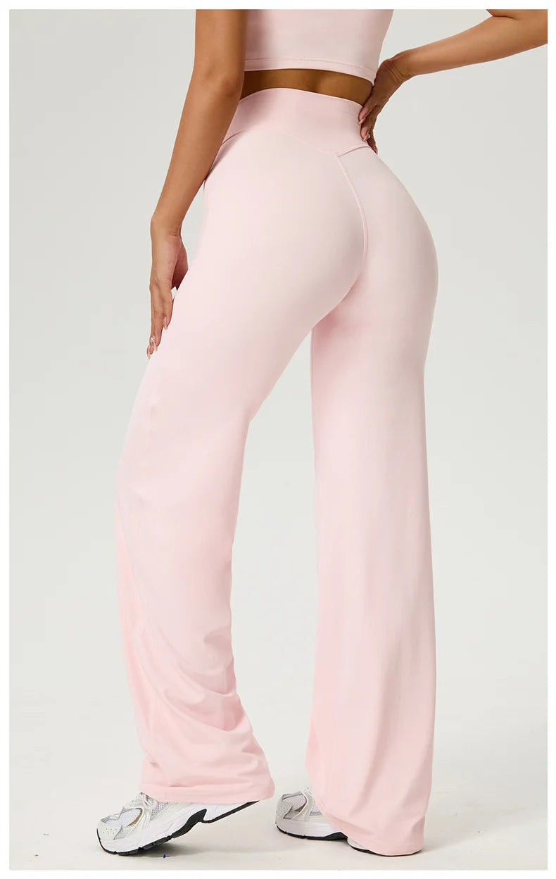 TRY TO BN Women's High Waisted Straight Leg Yoga Pants Gym Leggings Naked Feel Buttery Soft Breathable Running Workout Trousers