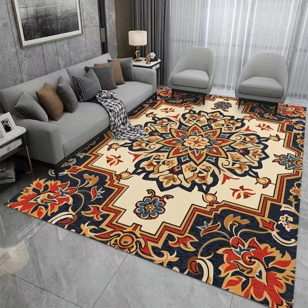Bohemian Mandala Print Rug – Non Slip Living Room Bedroom Area Rug