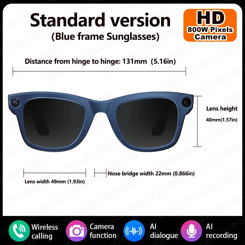 2026 Al Smart Glasses 4K HD Video 800MP Camera WiFi Transfer  Chat GPT VoiceAssistant BT Call with  Charging Case