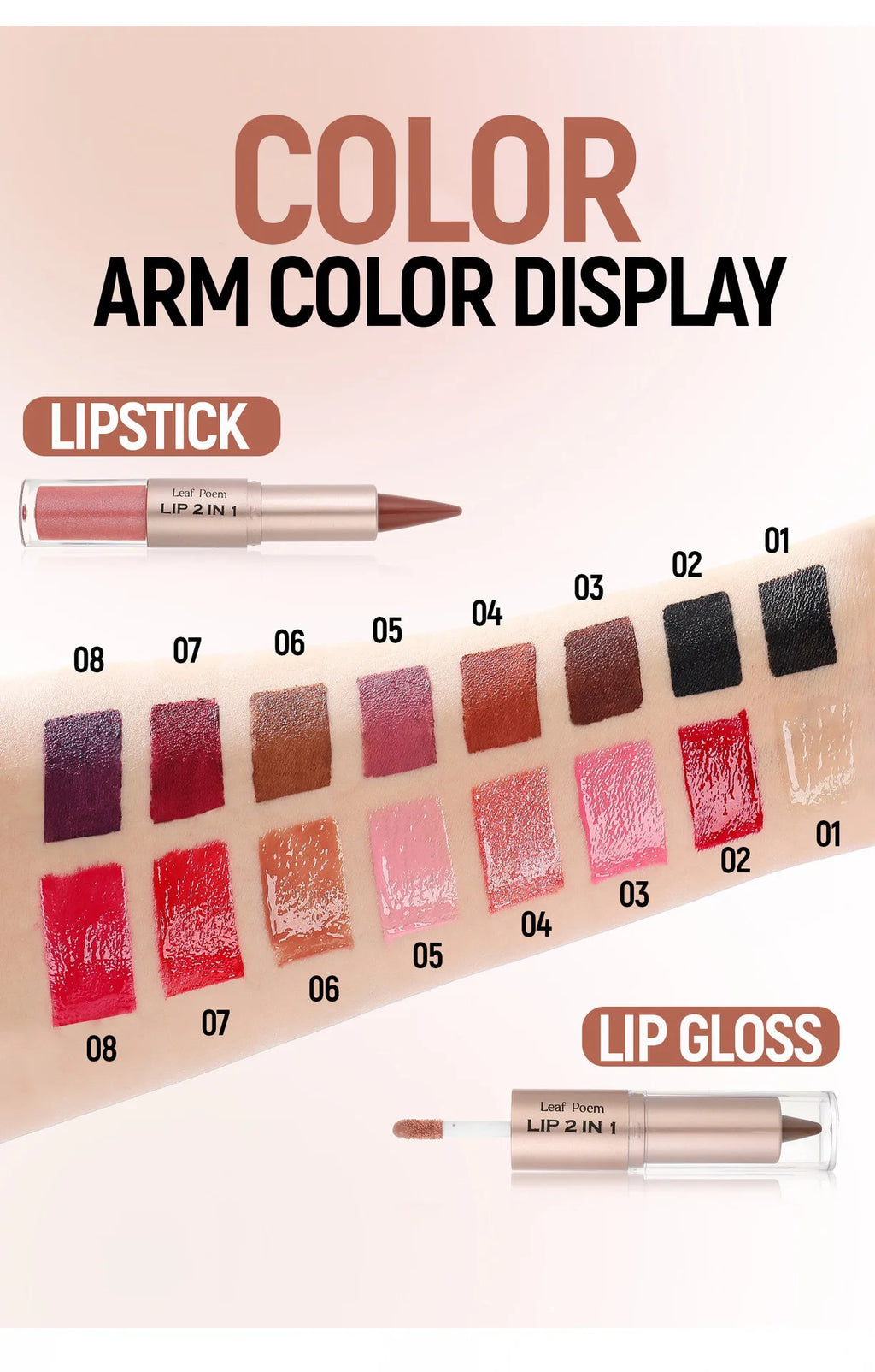2-in-1 Lip Liner & Gloss – Matte Contour & Clear Shine, Long-Lasting Waterproof