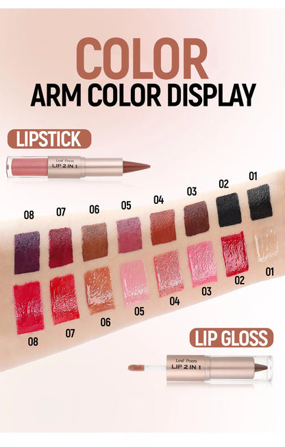 2-in-1 Lip Liner & Gloss – Matte Contour & Clear Shine, Long-Lasting Waterproof