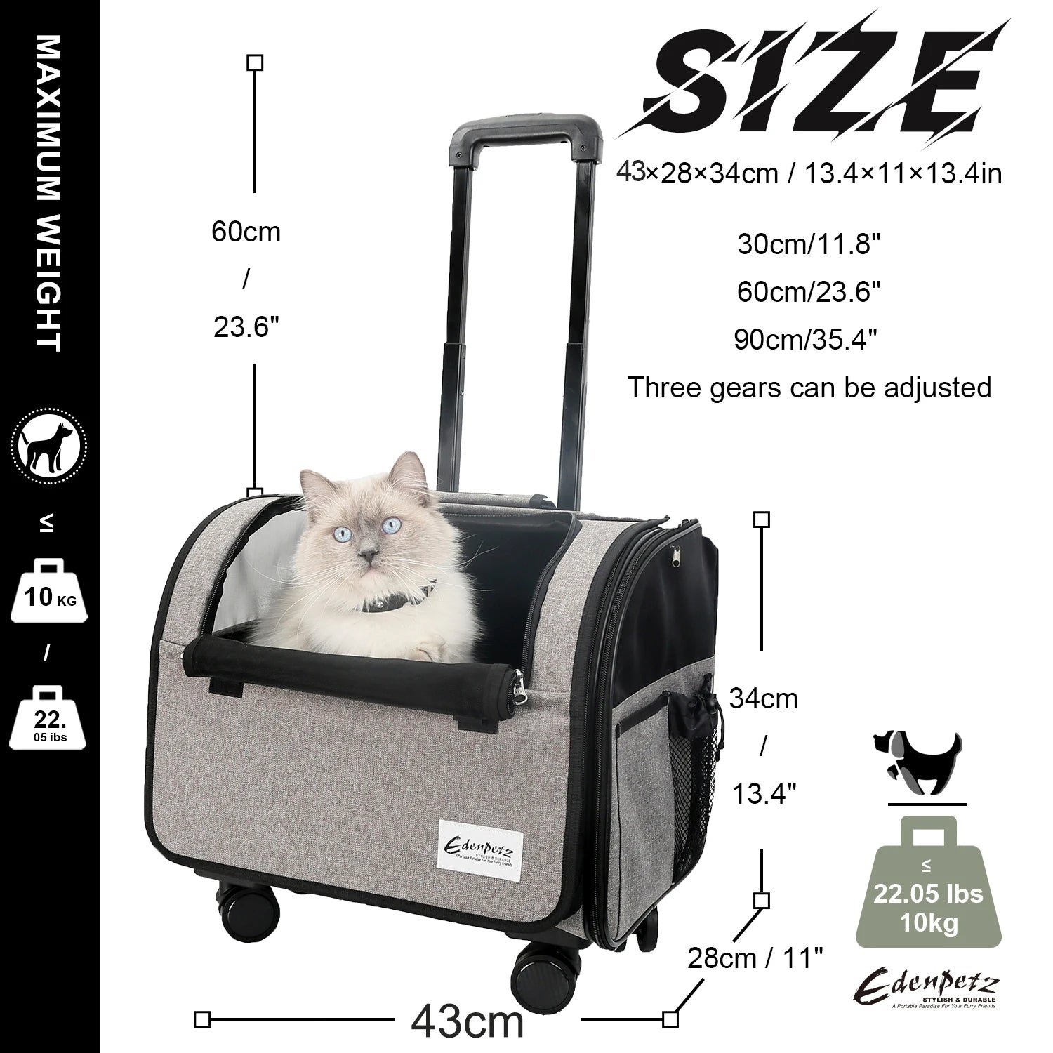 Pet Trolley Carrier – Rolling Pet Suitcase with 4 Wheels