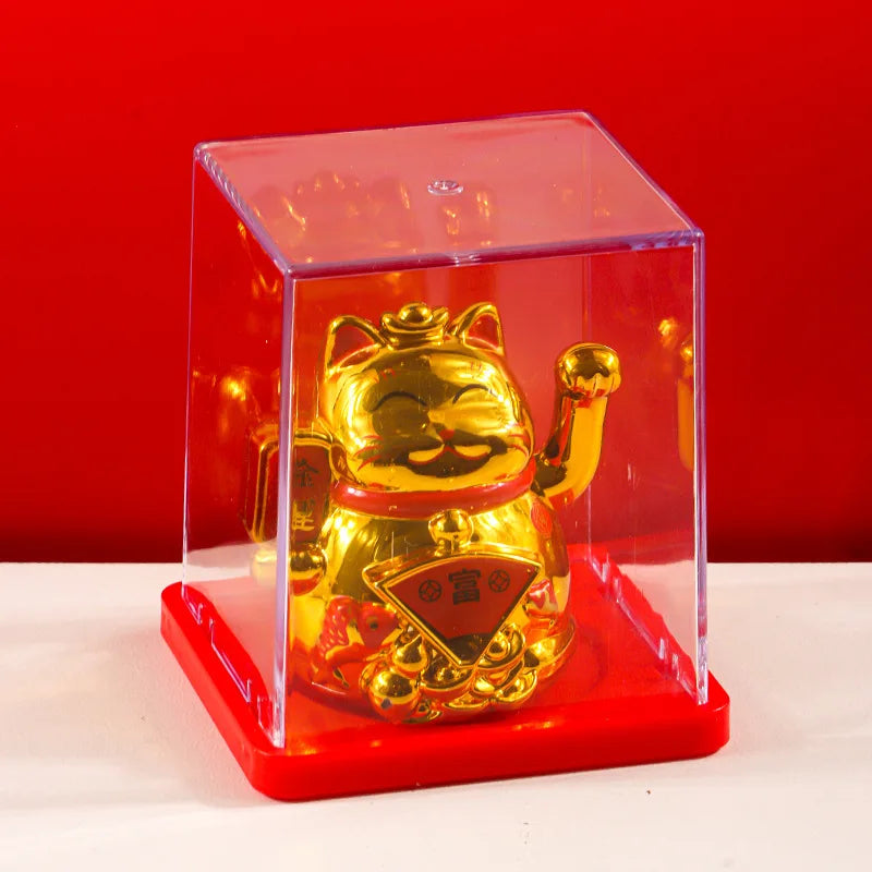 Solar Powered Maneki Neko Lucky Cat – Waving Fortune Cat Decor