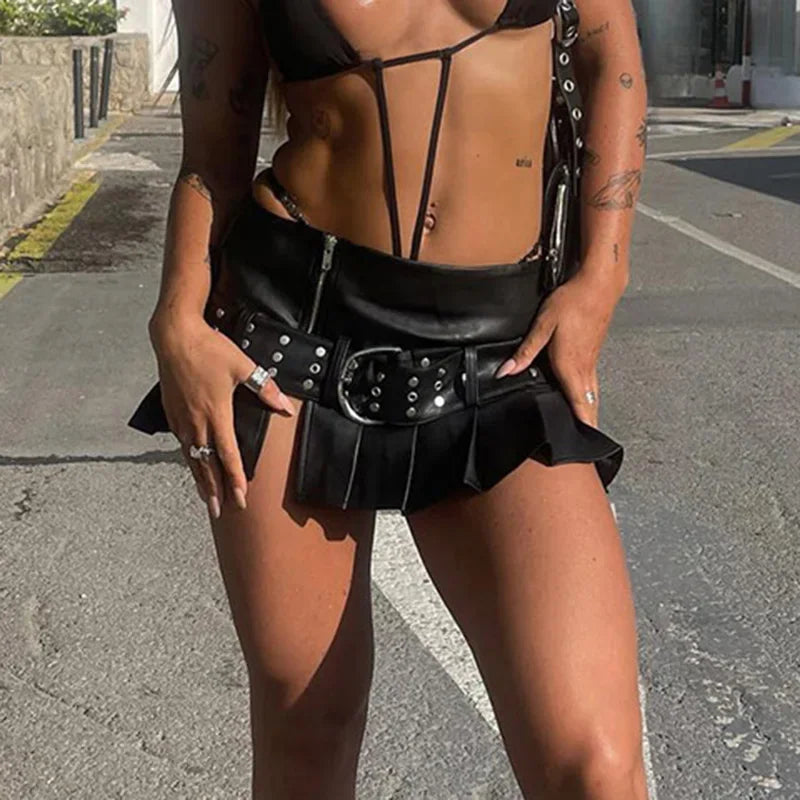 Street Style Spice Girls Fashion New Sexy Brown Pu Leather Super Shorts Women Low Waist Tight Hip Wrap Hot Pants