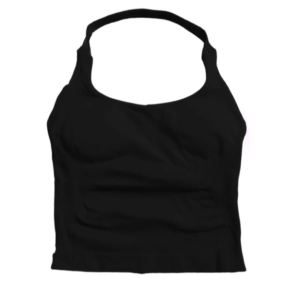 Women’s Strappy Gym Top – Padded Backless Yoga & Workout Tank