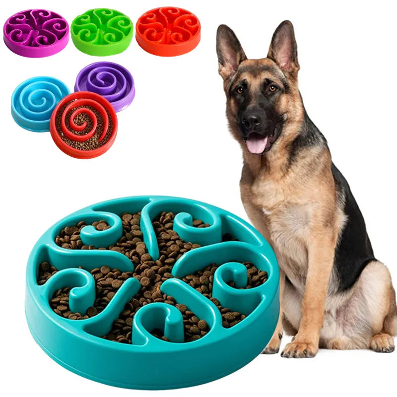 Dog Slow Feeder Bowl – Anti Gulping Non Slip Pet Food Dish
