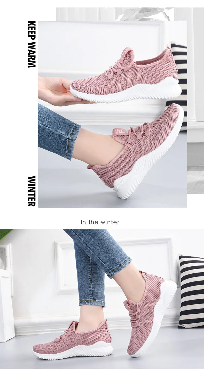 Comfortable Women's Casual Sneakers Summer Breathable Flat Shoes Fashion Women Sneakers Versatile Lace-Up Running Shoes 2026 New